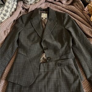 Gray Plaid Vintage Limited Travel Skirt Suit Set